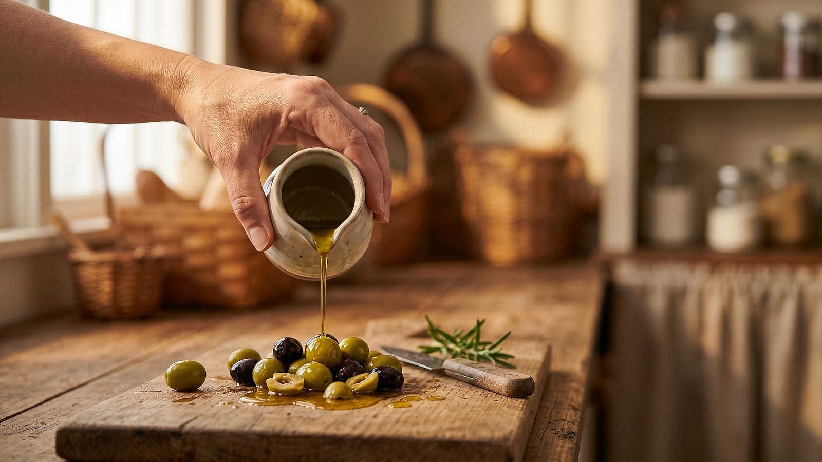 Close-up of extra virgin olive oil polyphenols, the protagonist ingredient of the protocol